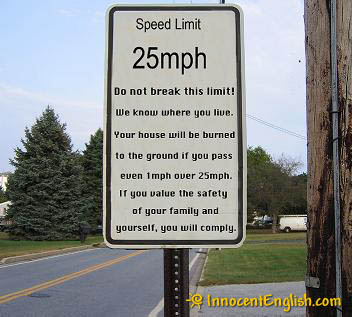 funny speed limit signs « English Community Club